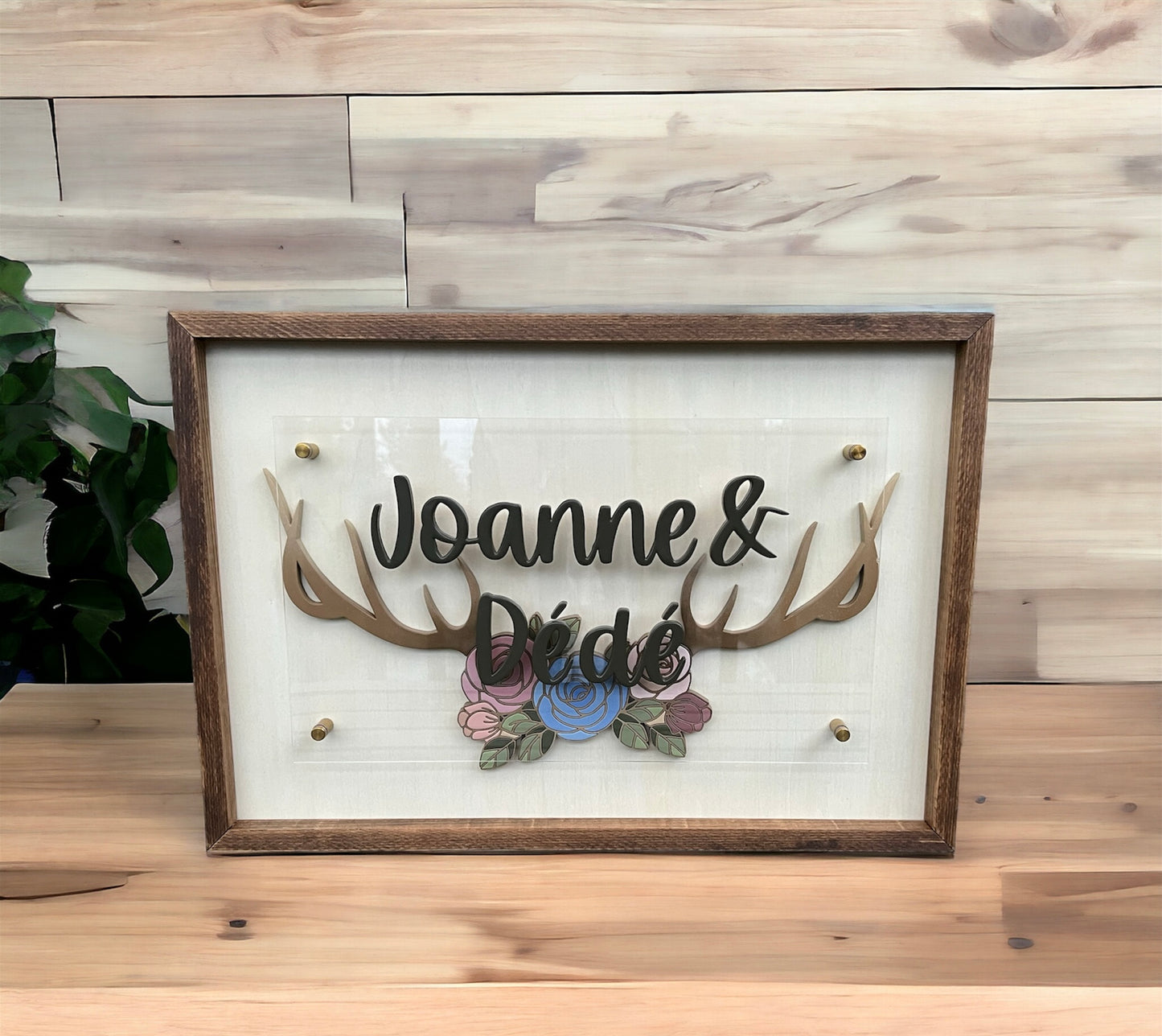 Custom Anniversary Sign - Antlers & Flowers