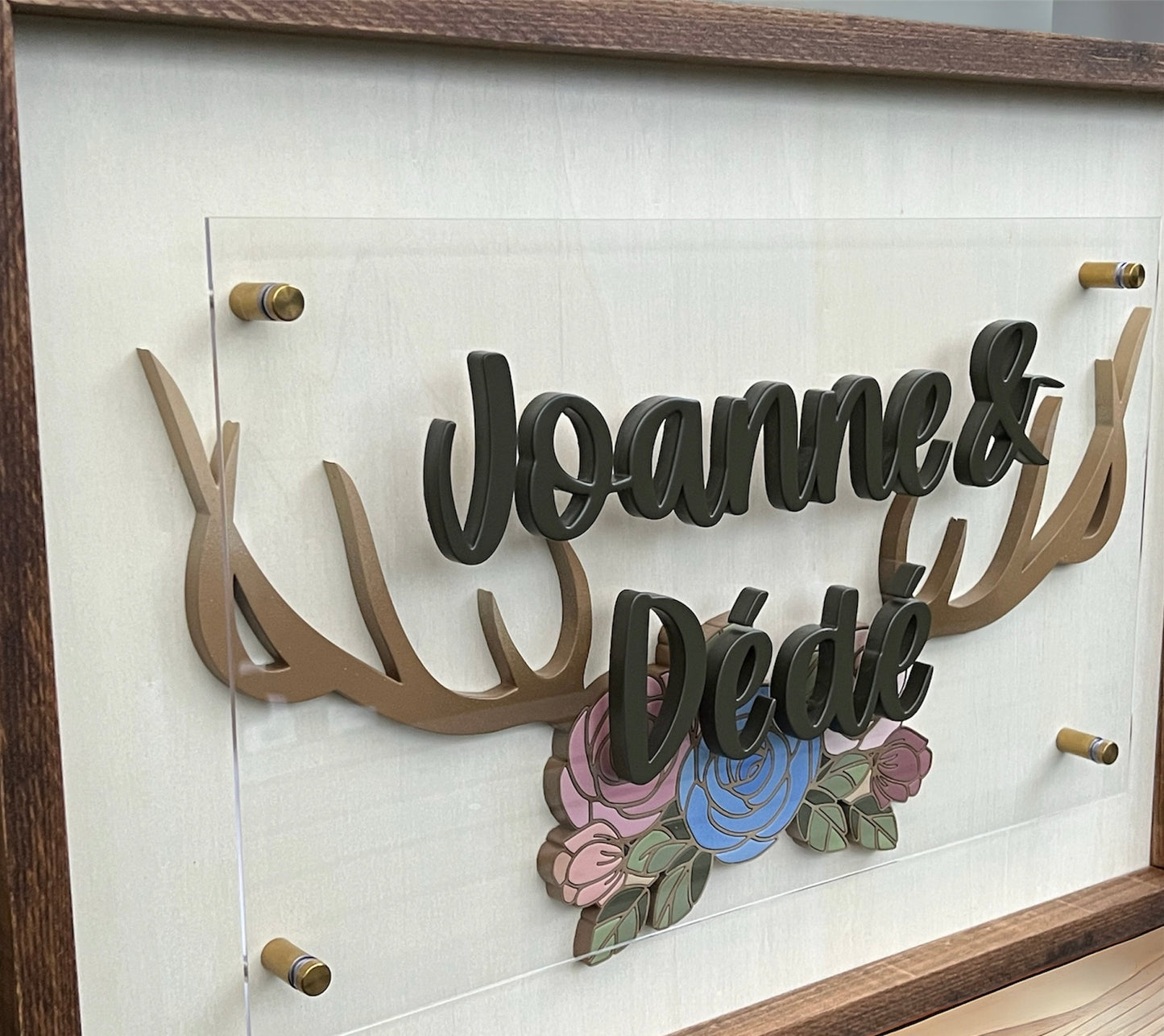 Custom Anniversary Sign - Antlers & Flowers