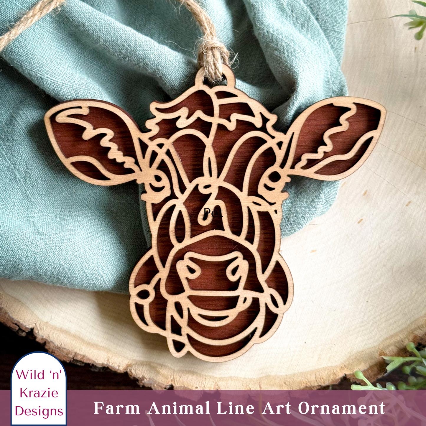 4" Farm Animal Outline Ornament - 14 Farm Animals to choose from