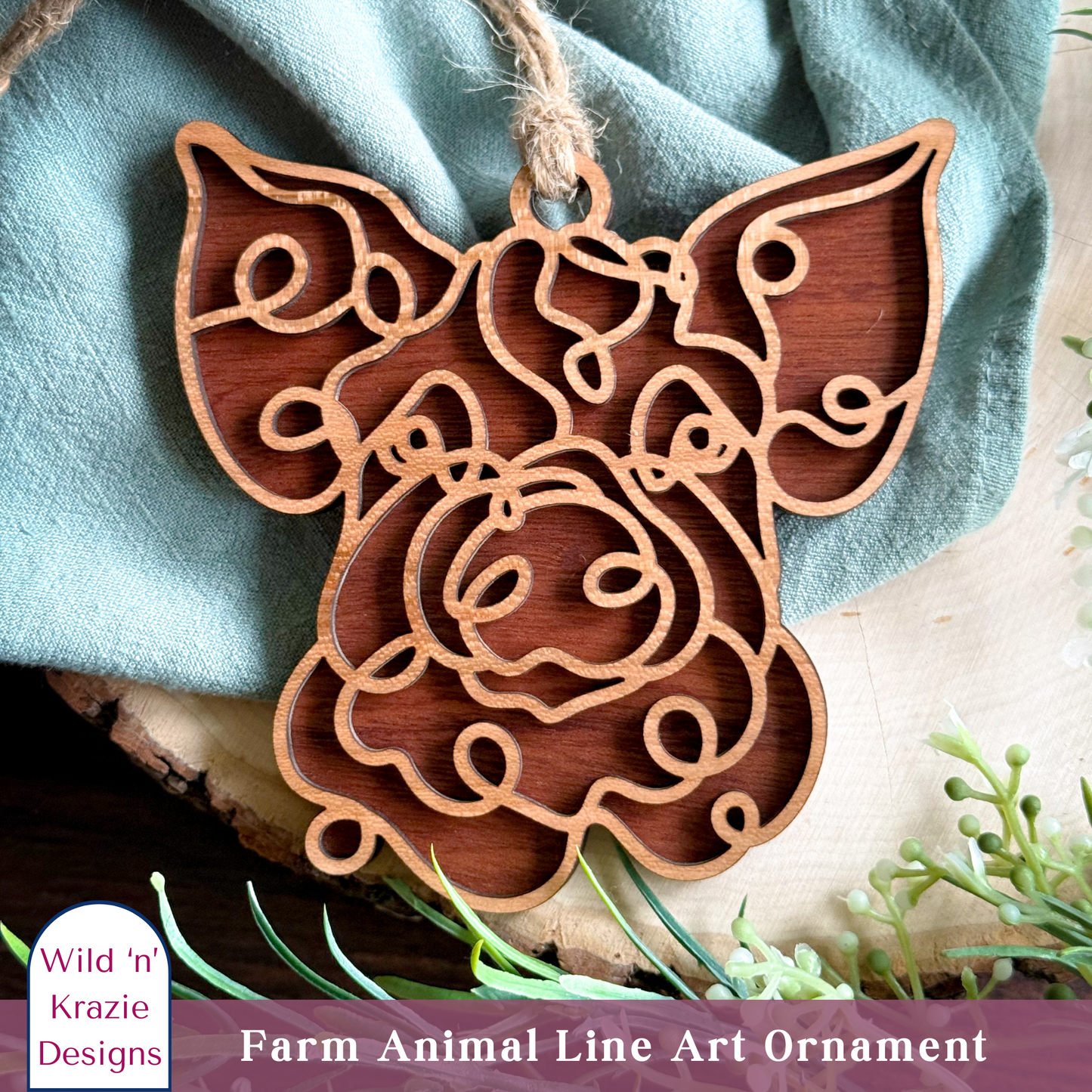 4" Farm Animal Outline Ornament - 14 Farm Animals to choose from