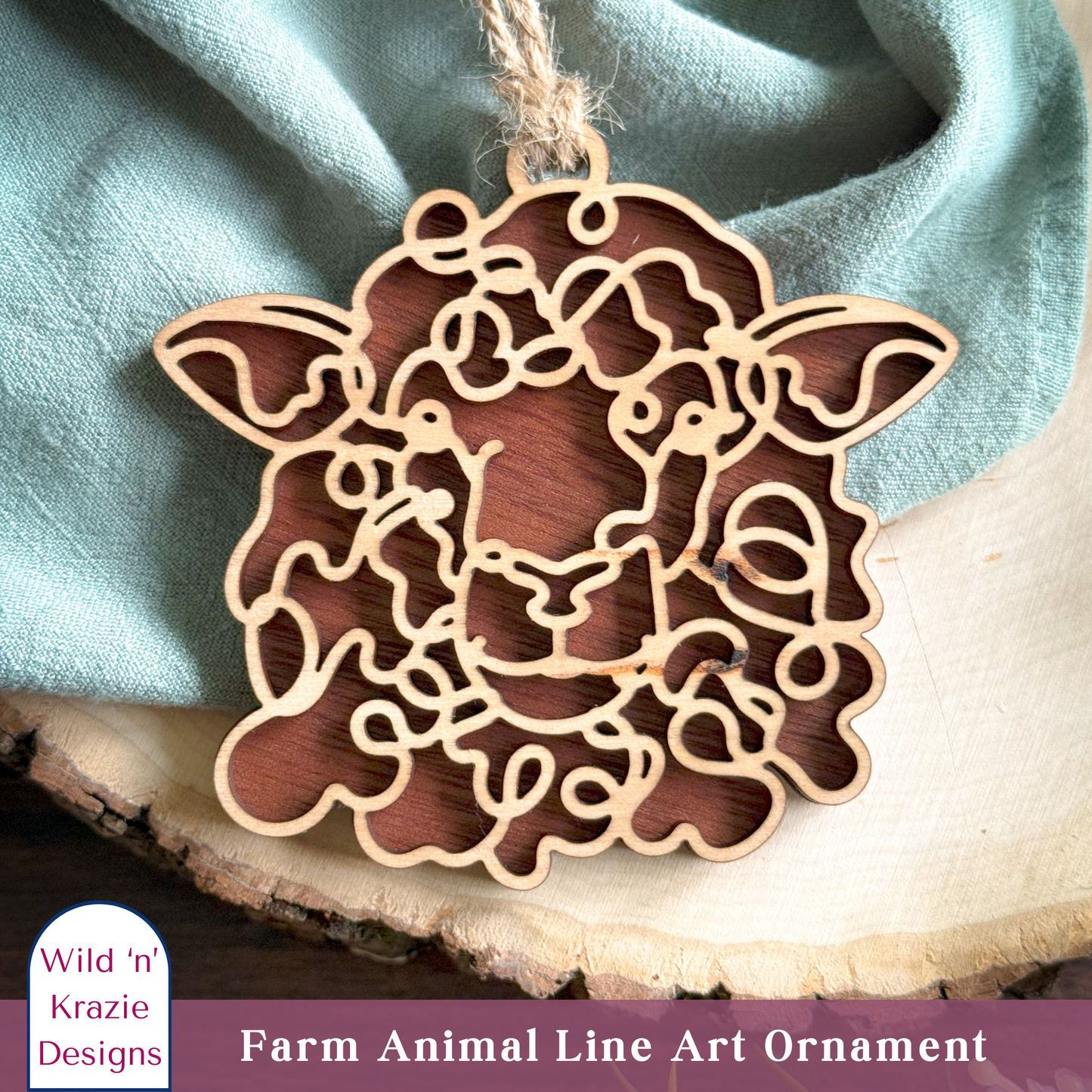 4" Farm Animal Outline Ornament - 14 Farm Animals to choose from