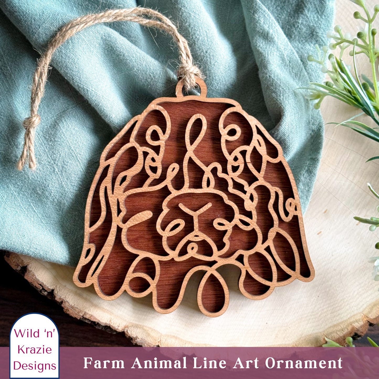 4" Farm Animal Outline Ornament - 14 Farm Animals to choose from