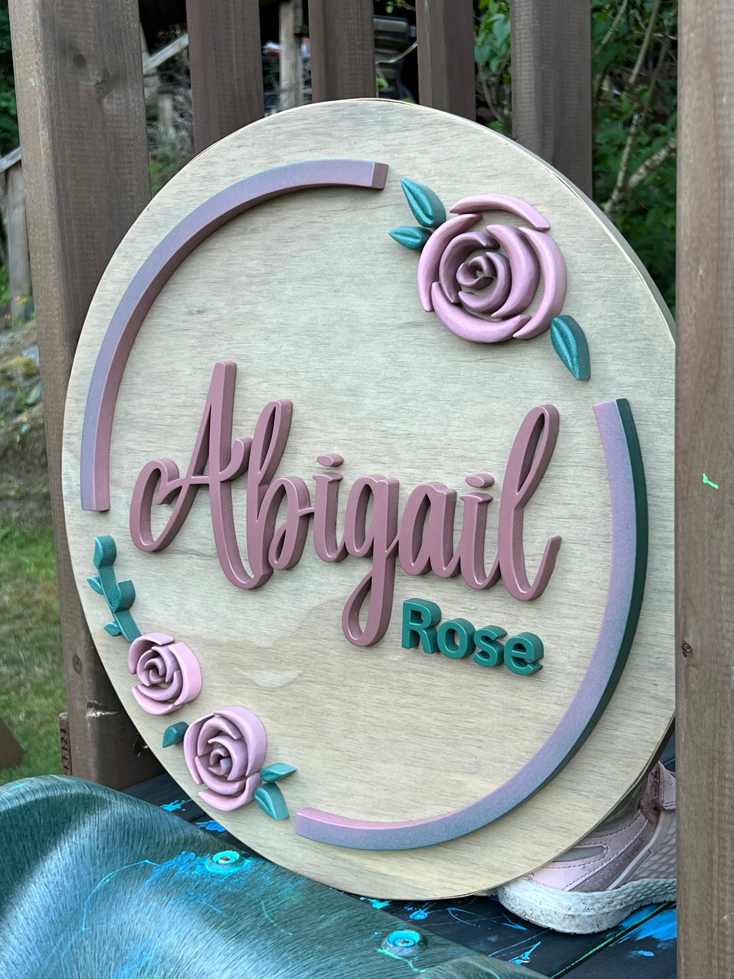 Girly Flower Name Sign - Antique Rose