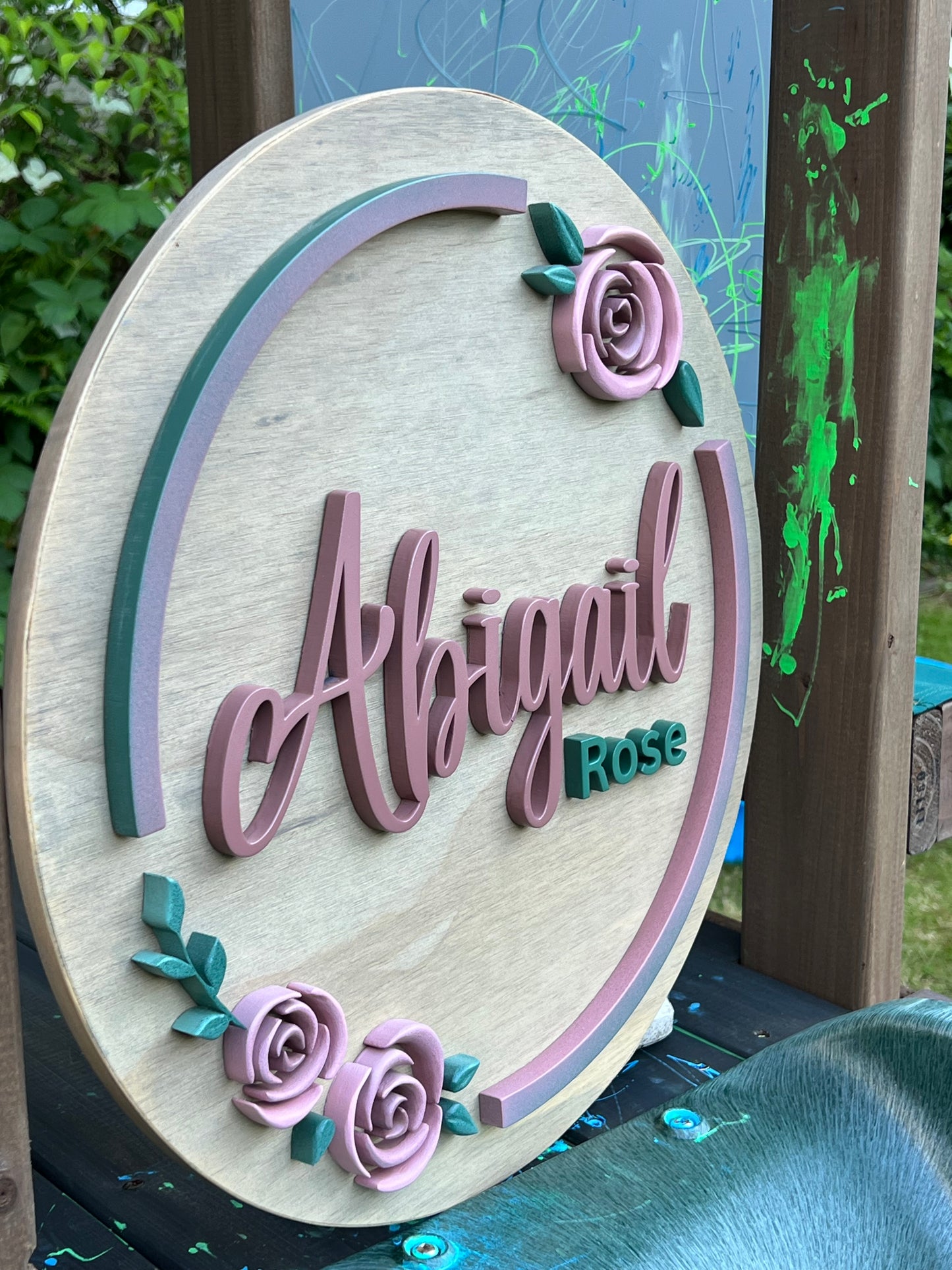 Girly Flower Name Sign - Antique Rose